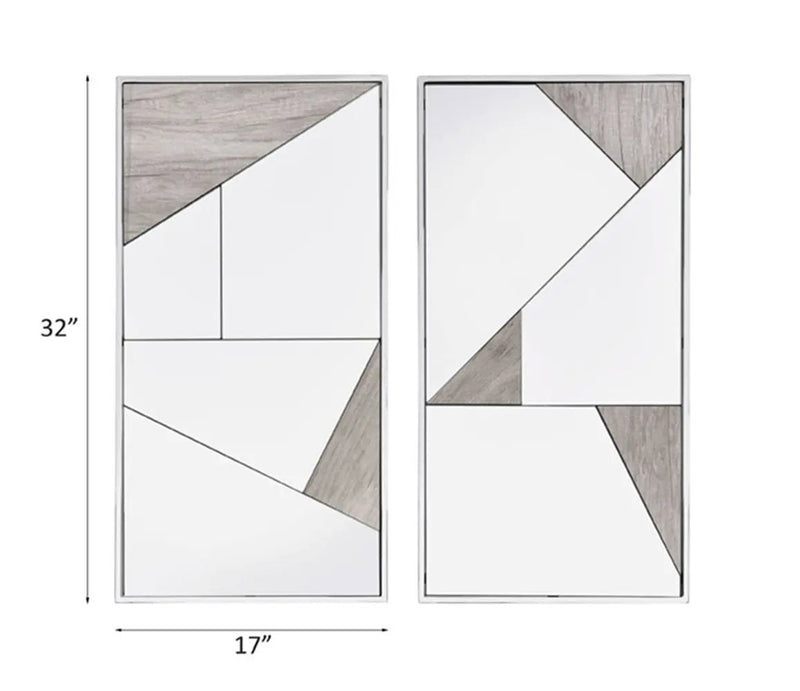 Chafik - Accent Mirror (Set of 2) - Mirrored, Natural Oak & Chrome by Unique Piece Furniture