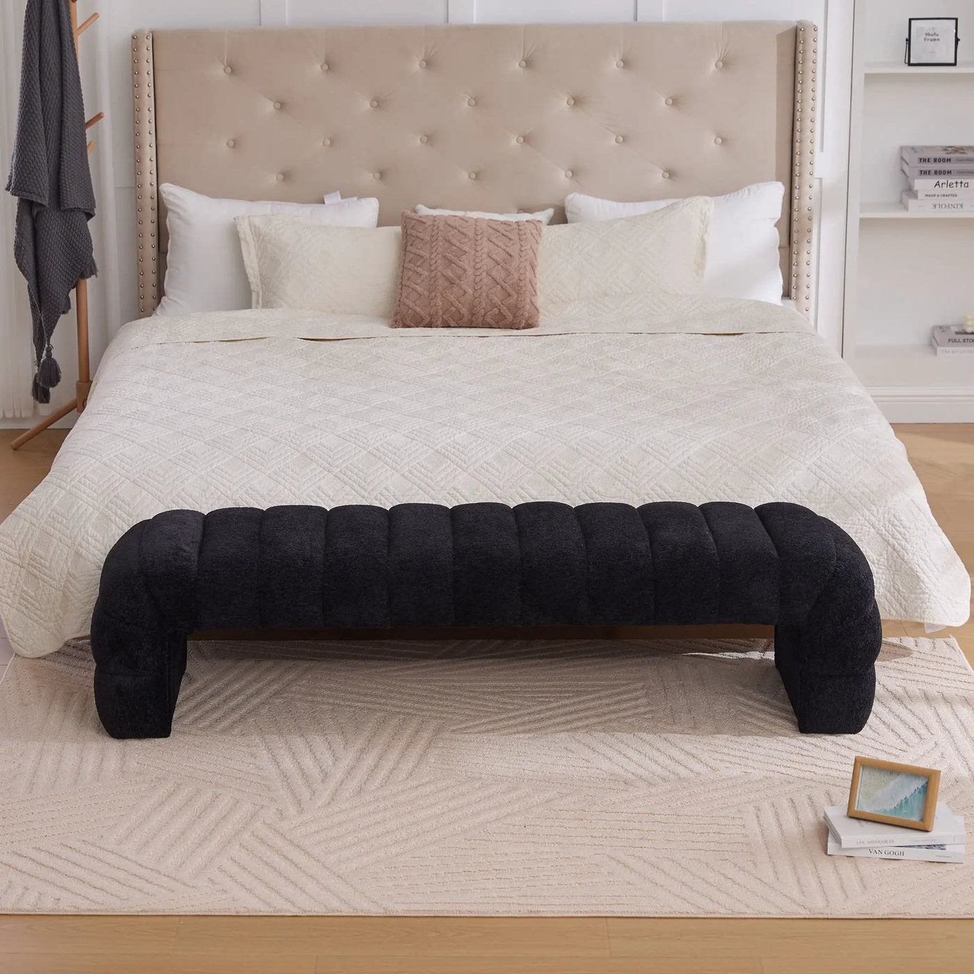 Modern Upholstered Armless Bed Bench With Channel Tufted Design by Unique Piece Furniture