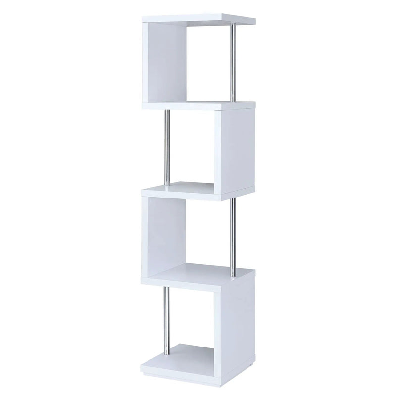 Baxter 67-inch 4-shelf Bookshelf White and Chrome by Unique Piece Furniture