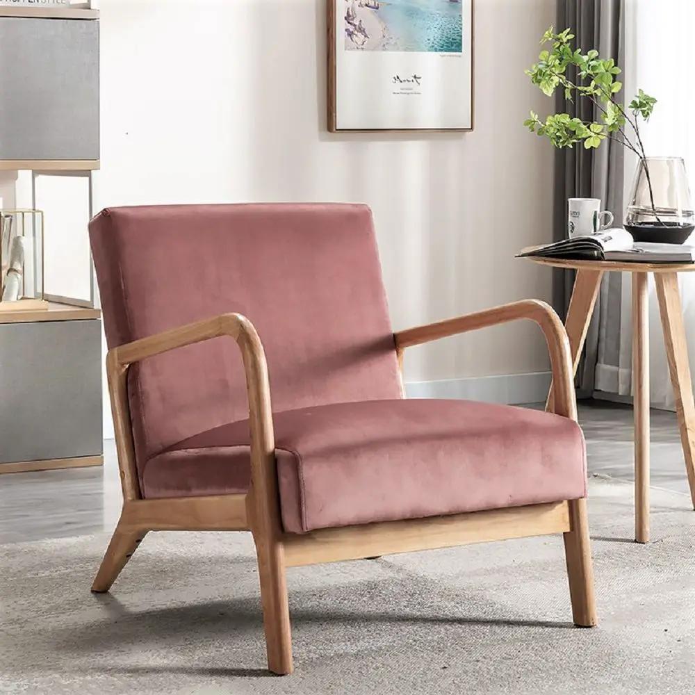 Classic Mid-Century Modern Accent Chairs, Open Framed Armchair With Cushioning by Unique Piece Furniture
