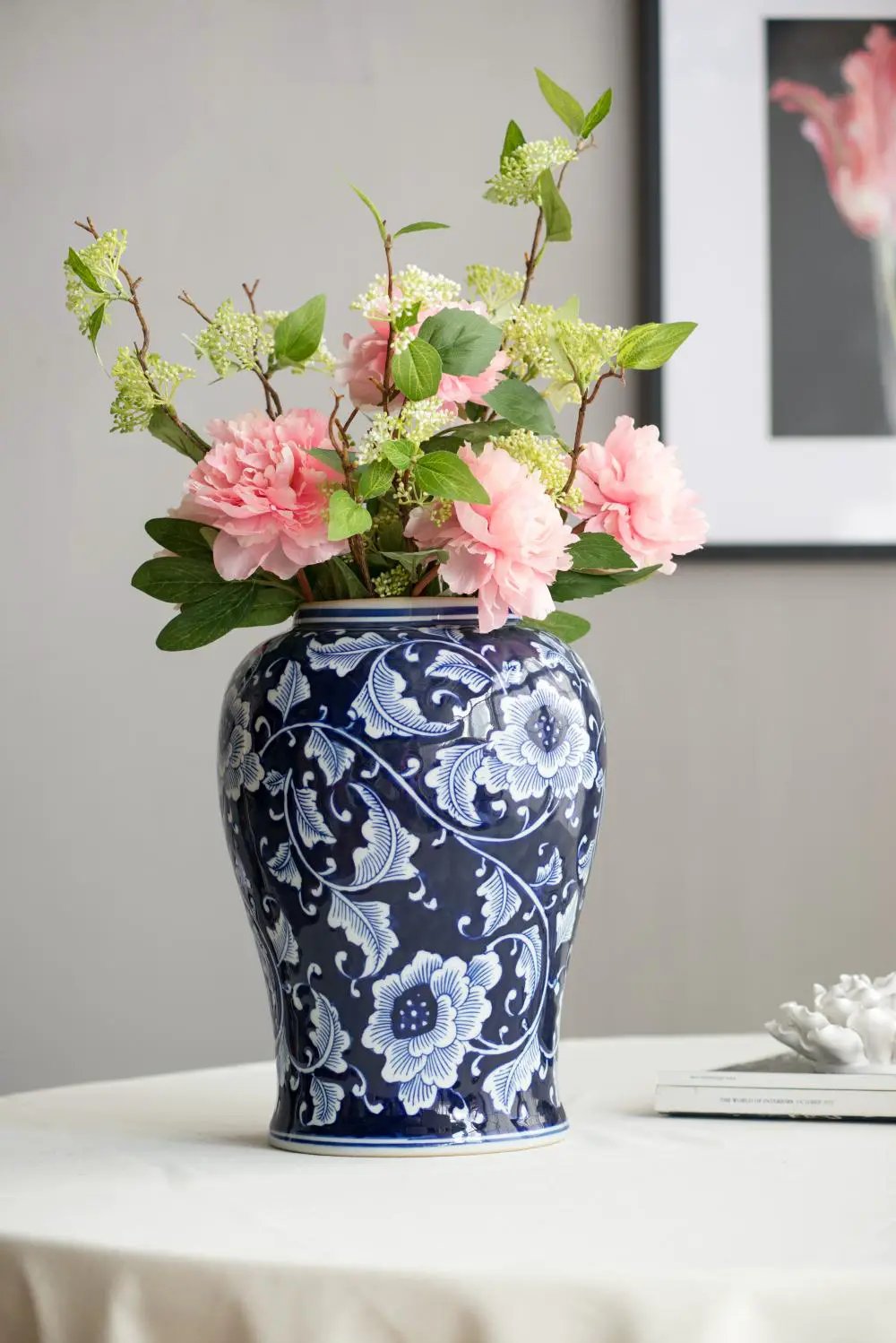 9.5x9.5x18" Porcelain Decorative Ginger Jar by HouseOfZazla