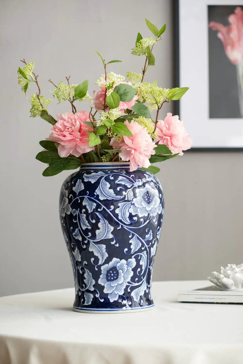 9.5x9.5x18" Porcelain Decorative Ginger Jar by HouseOfZazla