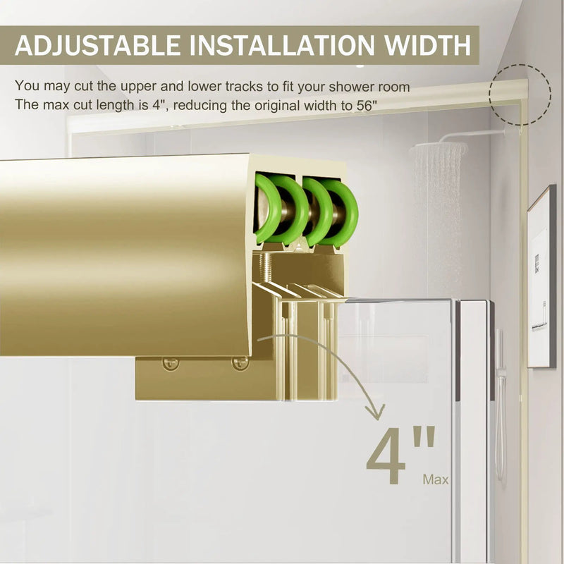 Double Sliding Shower Door, Semi-Frameless Bypass Bathroom Sliding Door With 1/4" (6 Mm) Tempered Glass For Walk-In Shower by HouseOfZazla