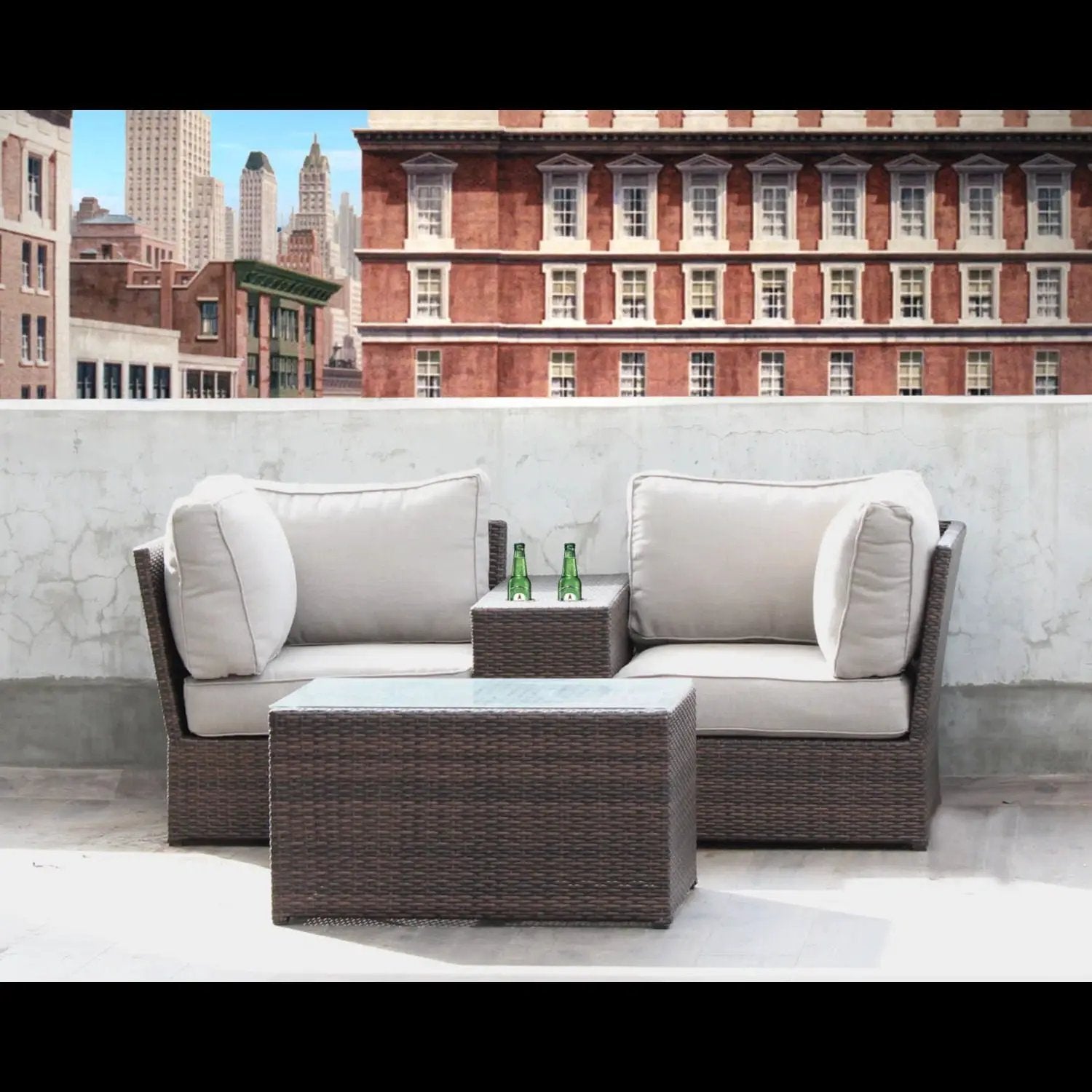 Comfortable Modern Patio Rattan Sectional Set With Cushions by Unique Piece Furniture