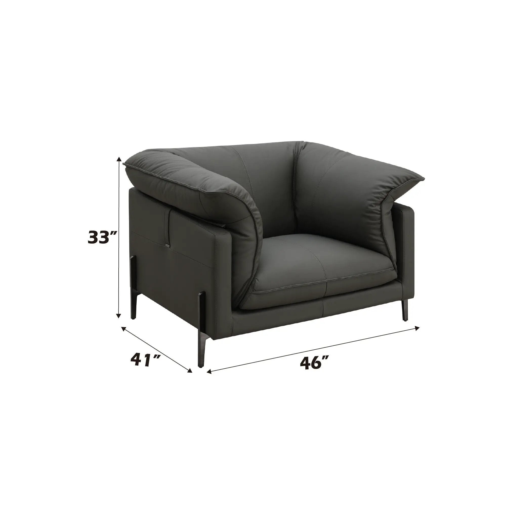 Tadi - Top Grain Leather Chair - Black by Unique Piece Furniture