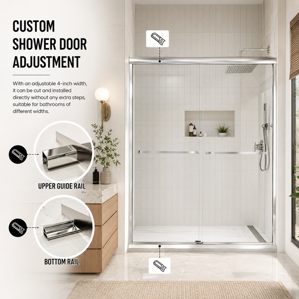 56-60" W x 72" H Framed Double Sliding Shower Door by HouseOfZazla