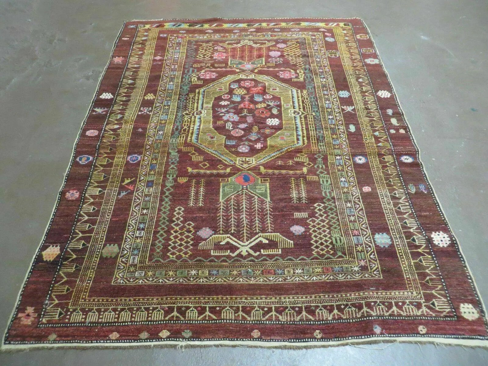 4' X 6' Antique Handmade Caucasian Shirvan Russian Armenian Wool Rug Colorful by Jewel Rugs