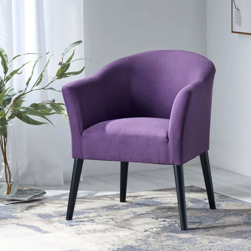 Fabric Arm Chair With Wooden Legs And Cushioned Seat - Plum by HouseOfZazla