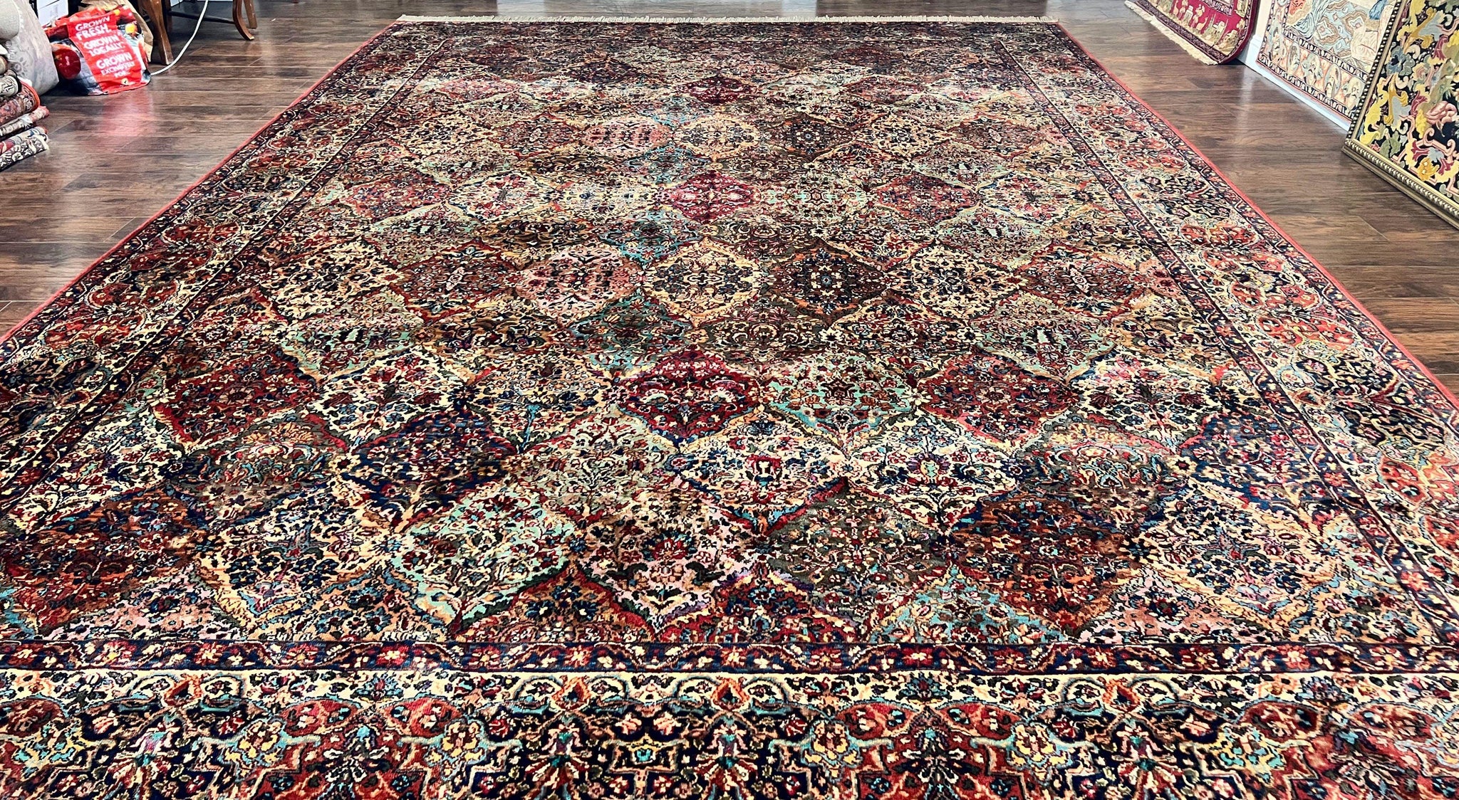 Karastan Multicolor Panel Kirman Rug #717, Wool Karastan Rug 12 x 16, Extra Large Karastan Area Rug, Original Karastan Collection 700 Series by Jewel Rugs