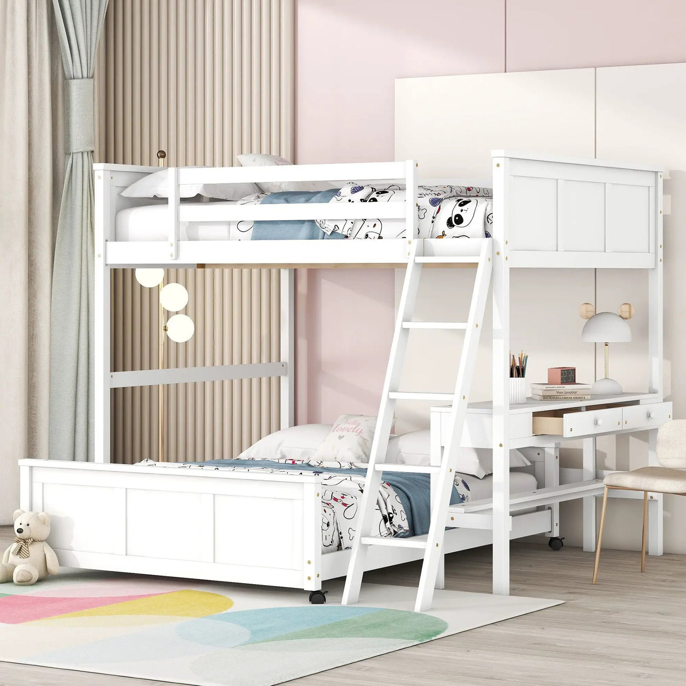 Full Over Full Bunk Bed With Desk by Unique Piece Furniture