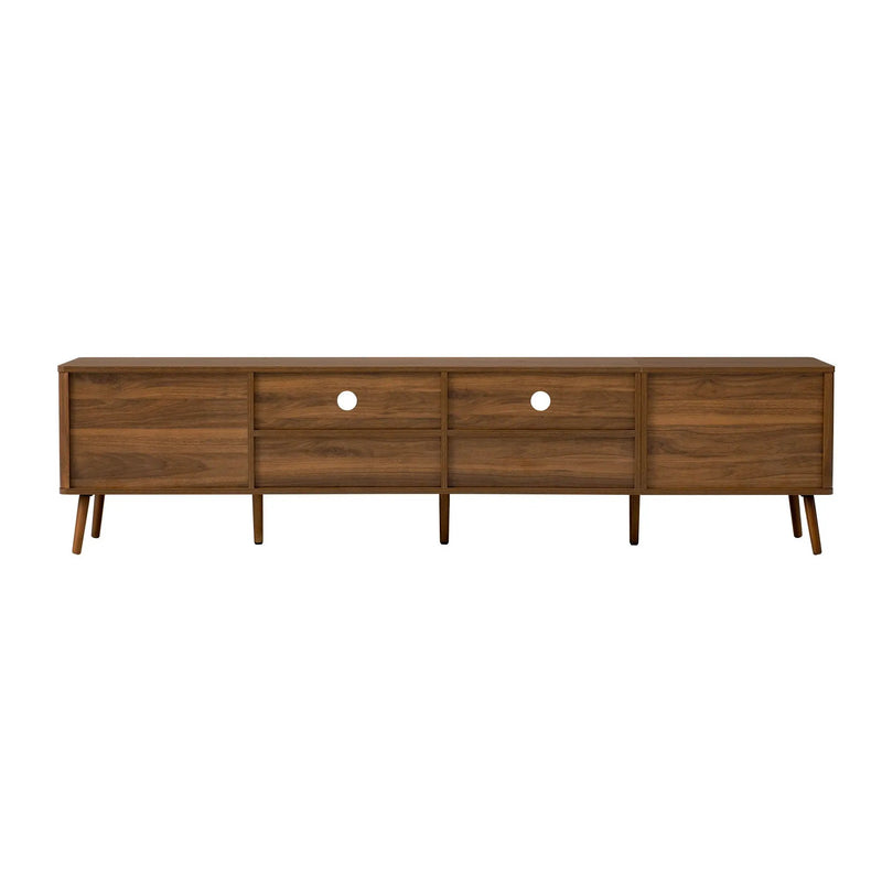 TV Stand For TVs Up To 85" With Soft-Close Doors, Open Shelf, Cable Management - Walnut by HouseOfZazla