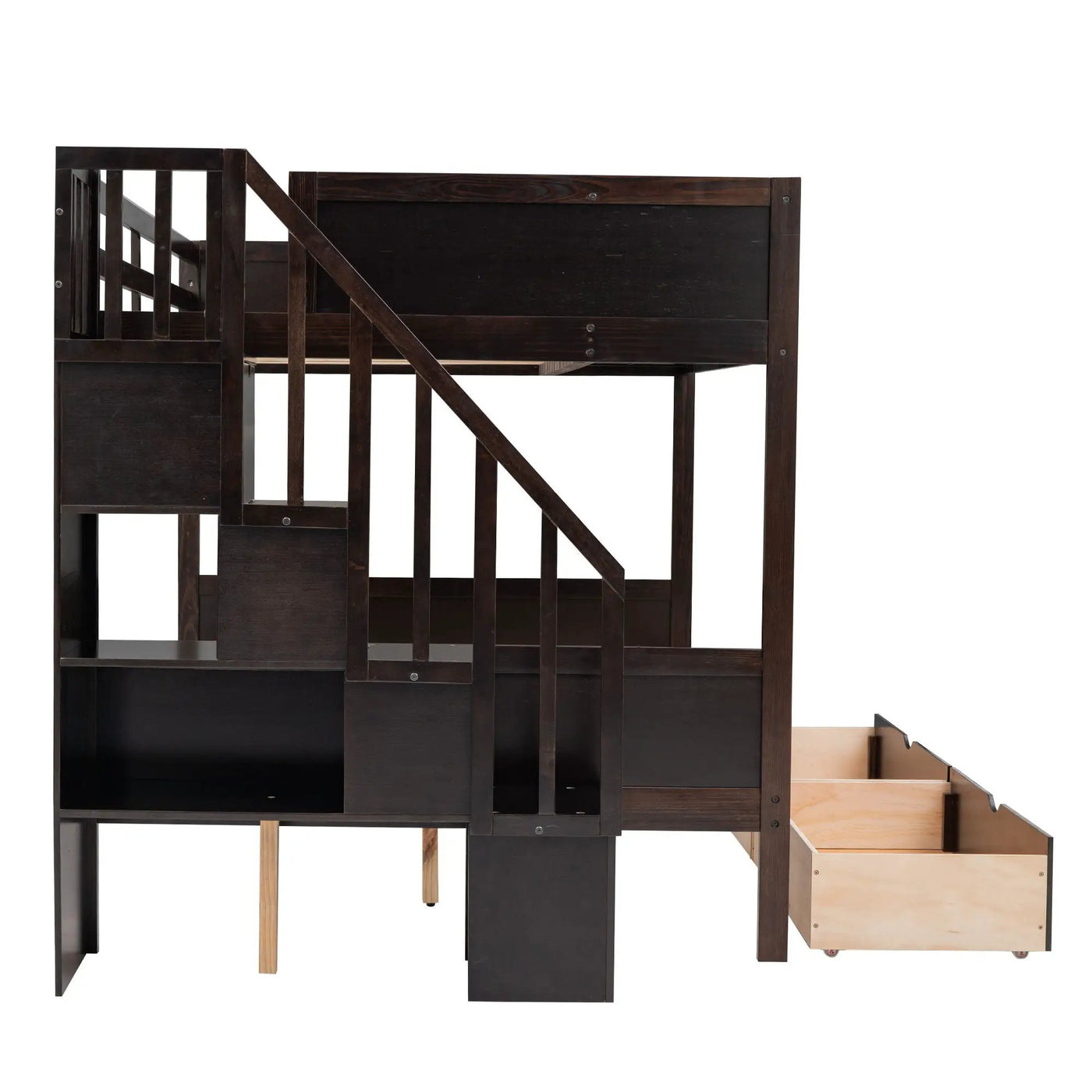 Bunk Bed With Shelfs, Storage Staircase And 2 Drawers by Unique Piece Furniture
