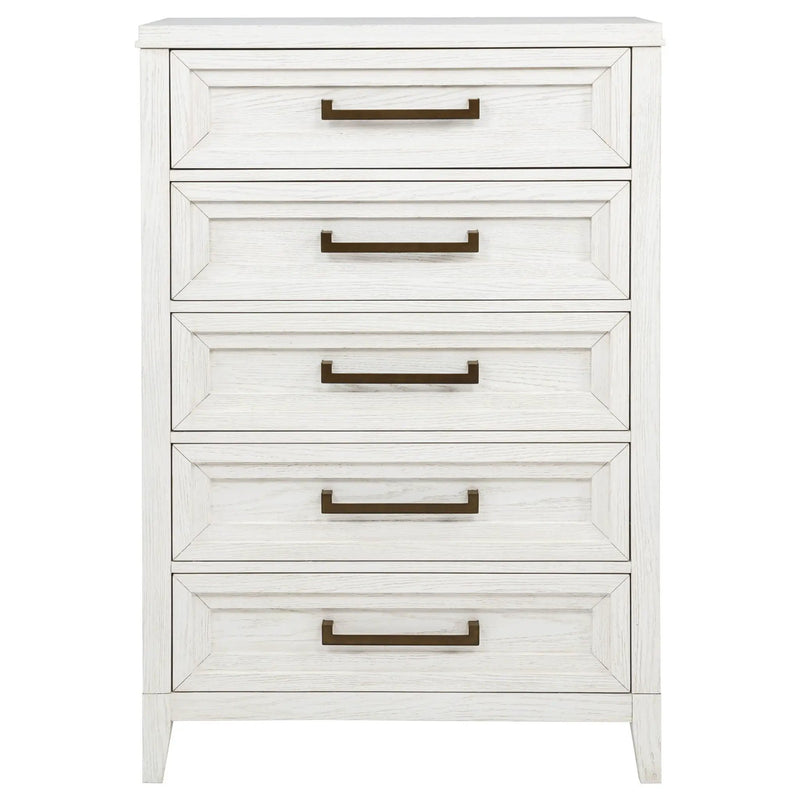 Marielle 5-drawer Bedroom Chest Distressed White by Unique Piece Furniture