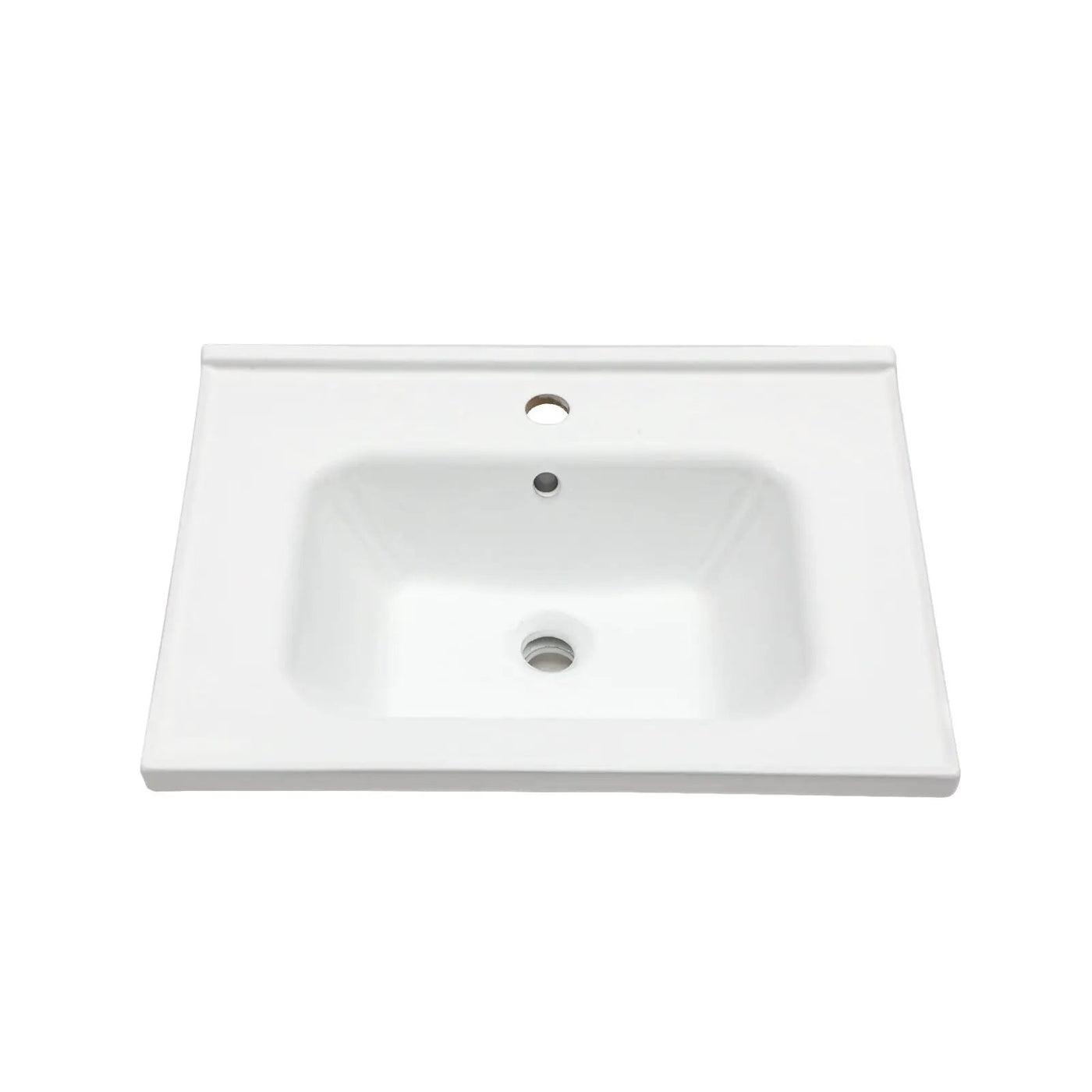 Rectangular Single Vanity Top With 1 Faucet Hole And Overflow Ceramic by HouseOfZazla