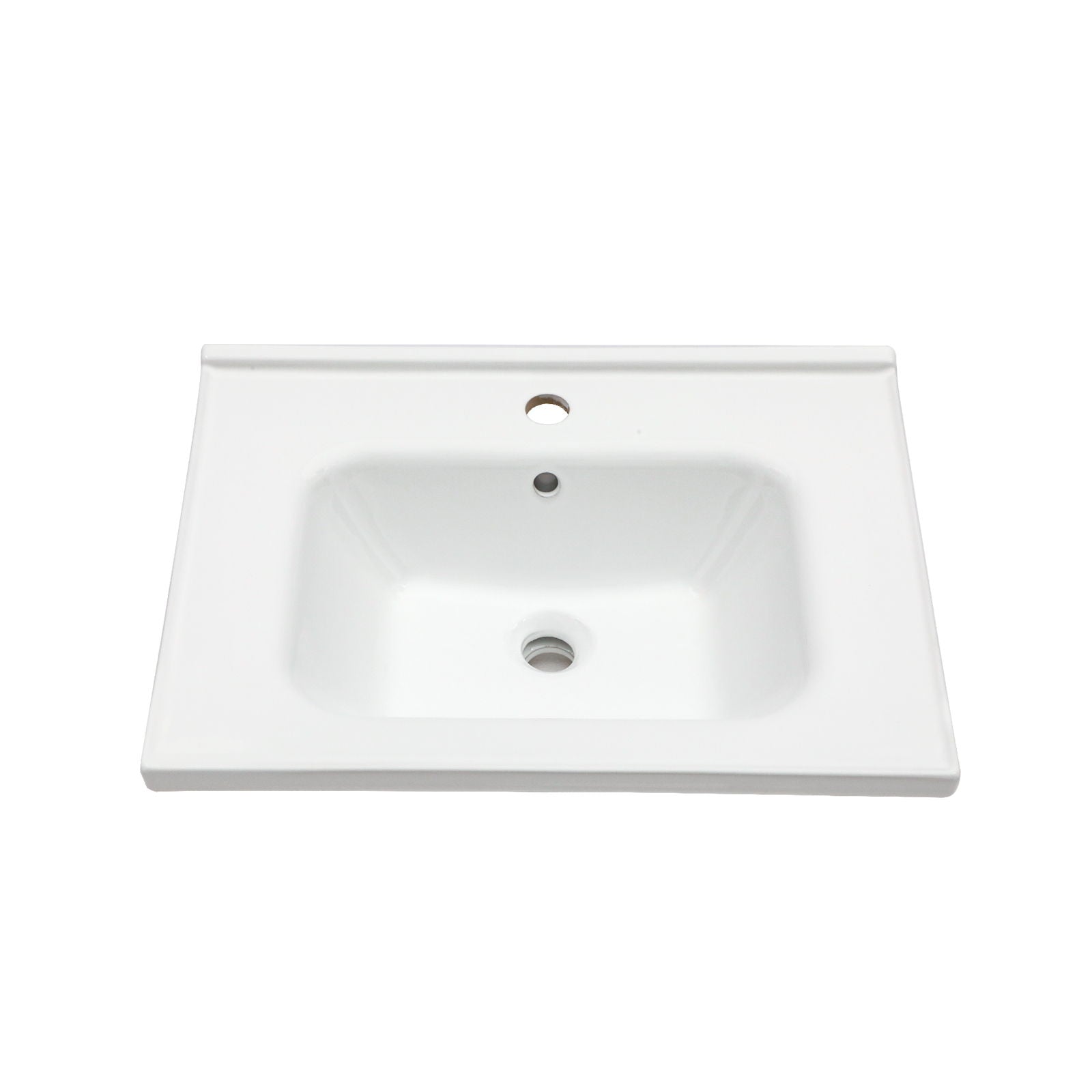 Rectangular Single Vanity Top With 1 Faucet Hole And Overflow Ceramic by HouseOfZazla