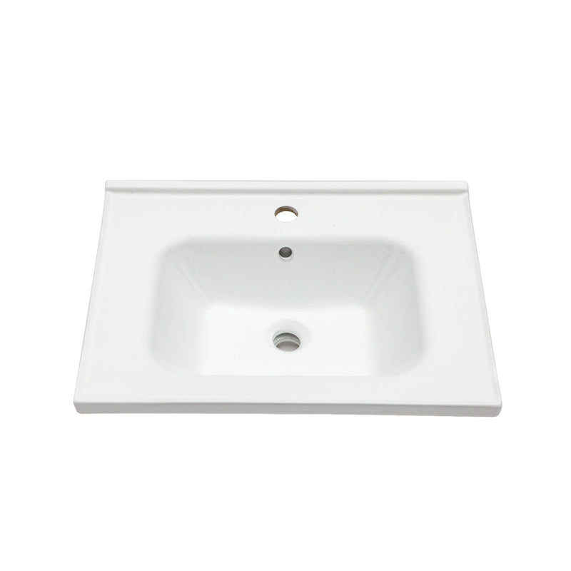 Rectangular Single Vanity Top With 1 Faucet Hole And Overflow Ceramic by HouseOfZazla