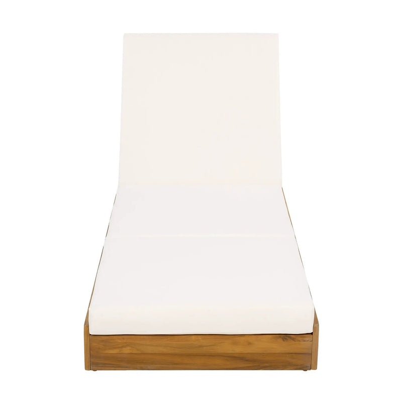 Lounge Chaise Set, Acacia Solid Wood with Lounge Cushion (Cream & Triple Fold) - Matching Dark by HouseOfZazla