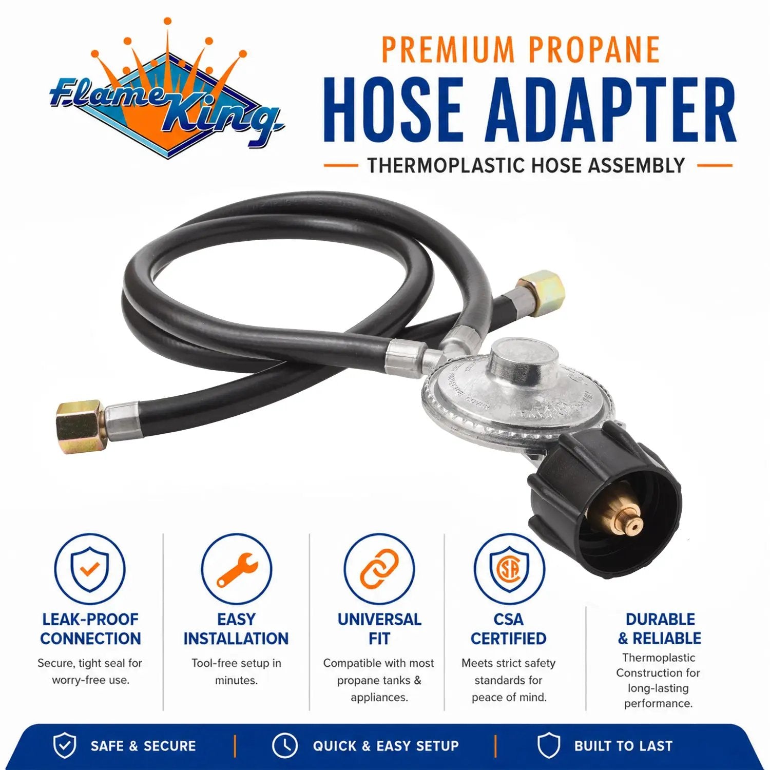 Flame King Hose and Regulator for Grills with Side Burner, 24 inches by Flame King Products