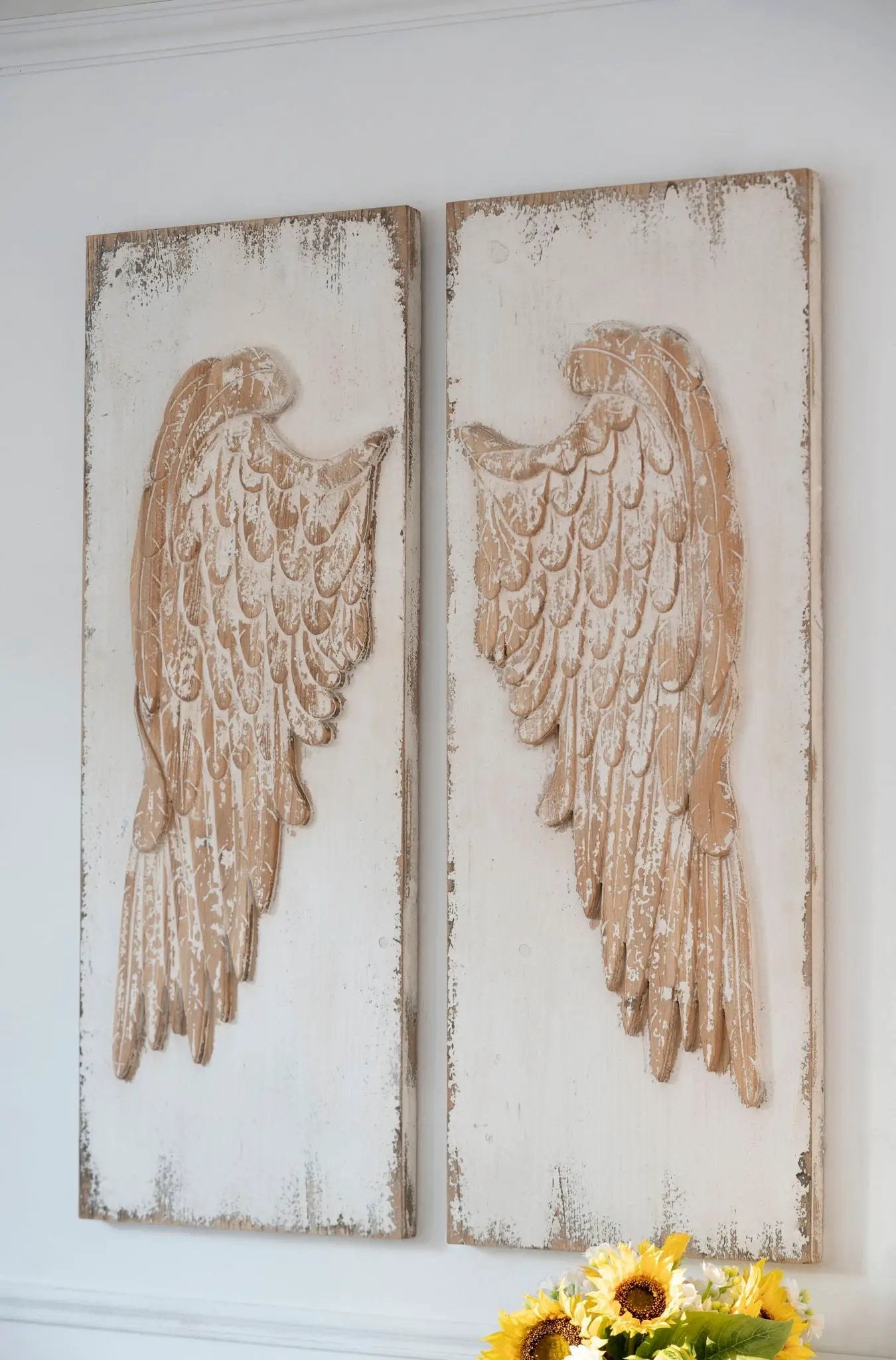 Feather Wing Wall Panels With Distressed, Rectangle Hanging Wall Art (Set of 2) - Multicolor by Unique Piece Furniture
