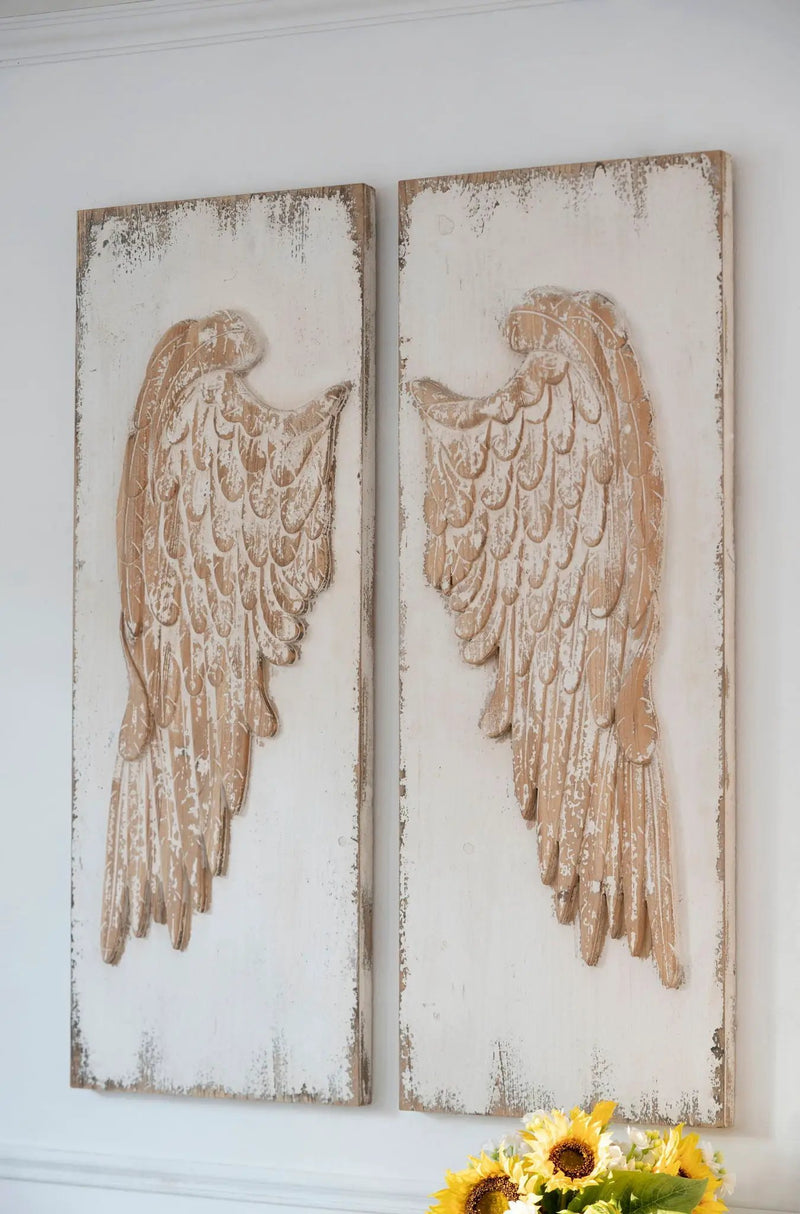 Feather Wing Wall Panels With Distressed, Rectangle Hanging Wall Art (Set of 2) - Multicolor by Unique Piece Furniture