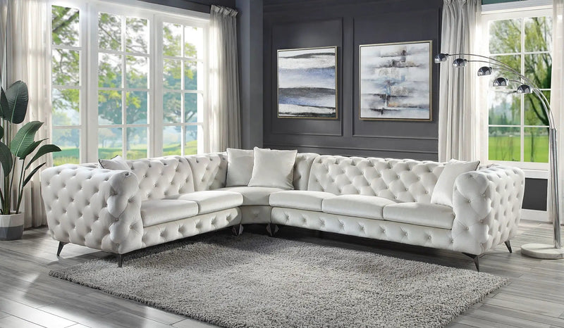 Atronia Sectional Sofa With 4 Pillows - Beige by HouseOfZazla