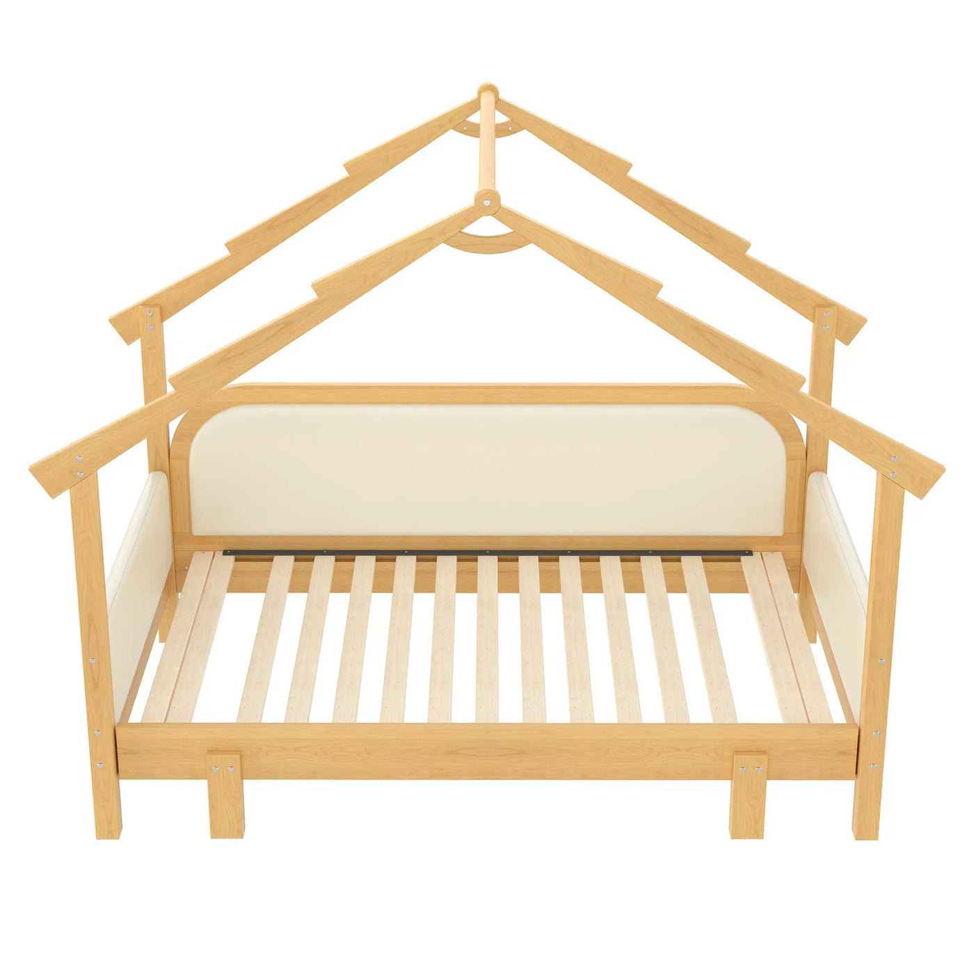 Twin Size Wood Treehouse Bed with Soft Cushion Rails by HouseOfZazla