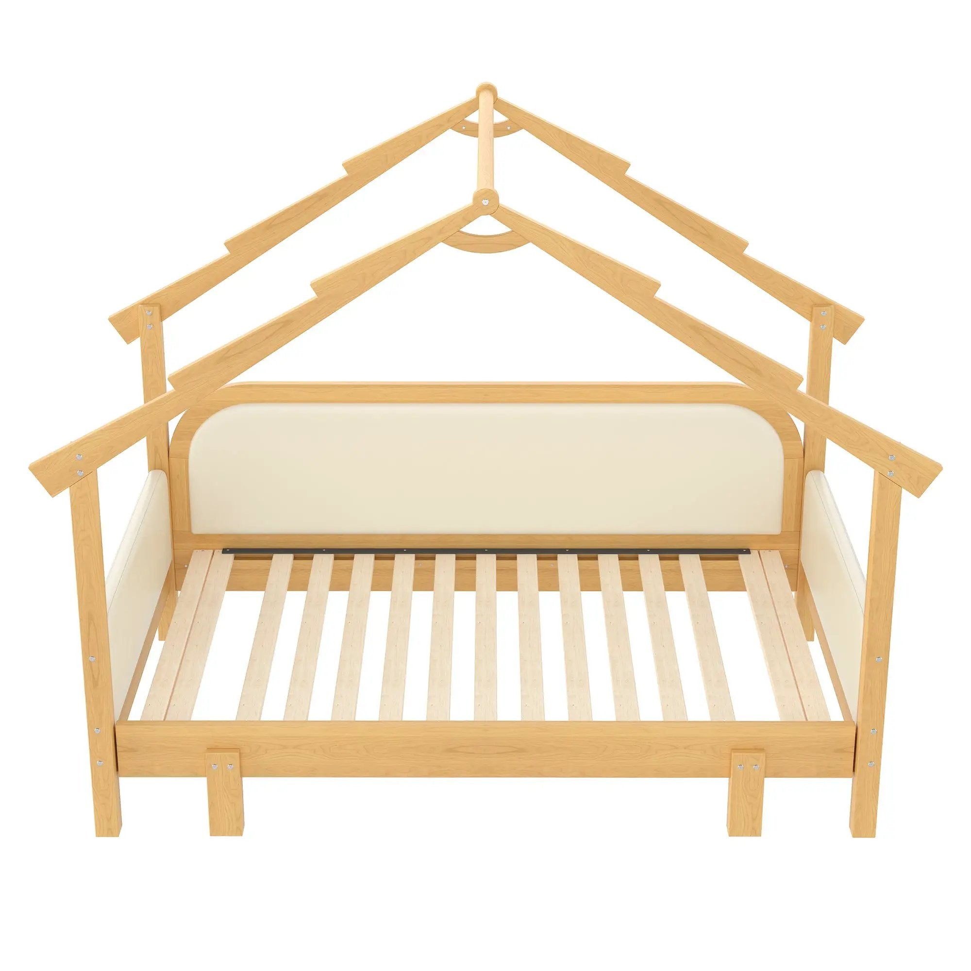 Twin Size Wood Treehouse Bed with Soft Cushion Rails by HouseOfZazla