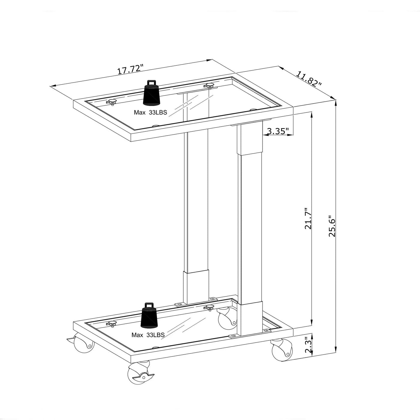 Side Table, Sofa Table, Glass Top C Shape Square Table With Metal Base For Living Room, Bedroom, Balcony Home And Office by Unique Piece Furniture