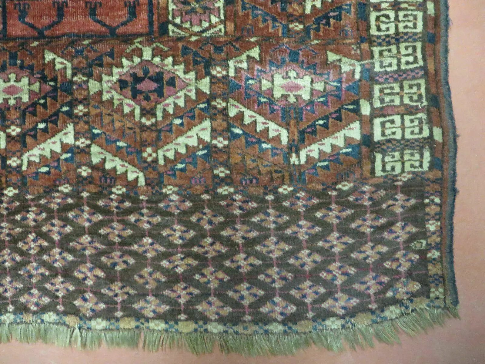 Antique Turkoman Ensi Wool Rug 4x5 by Jewel Rugs