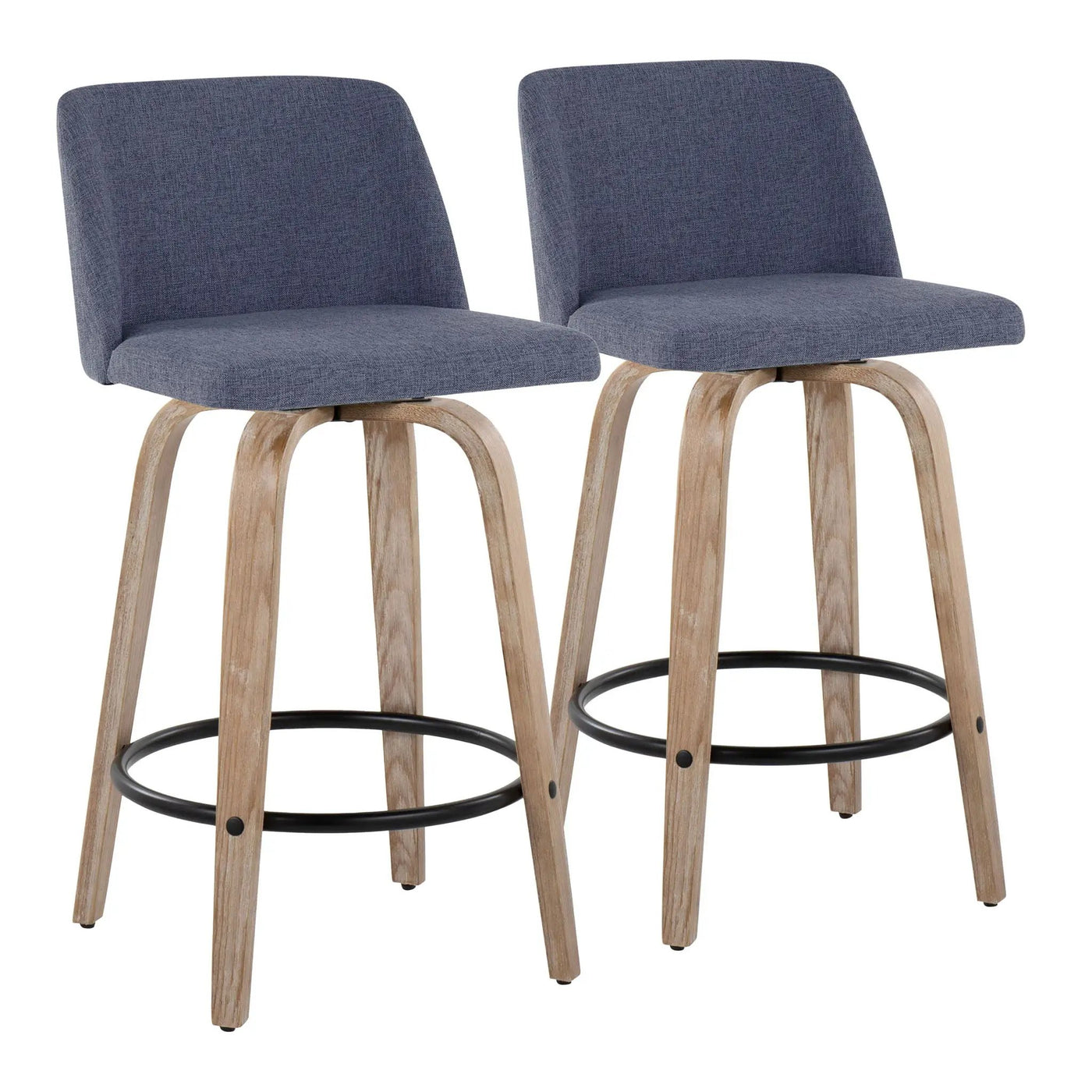 Toriano - Contemporary Fixed-Height Counter Stool & Swivel With Round Footrest (Set of 2) by HouseOfZazla