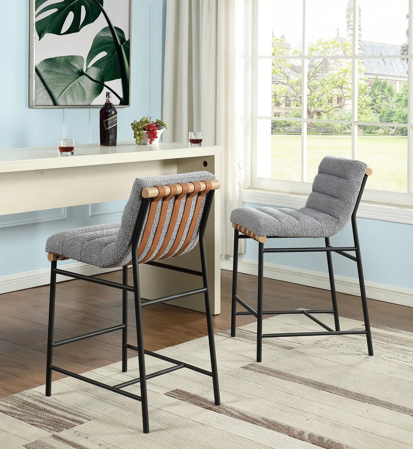 Lahni - 17" Boucle Fabric Counter Height Chair by Unique Piece Furniture