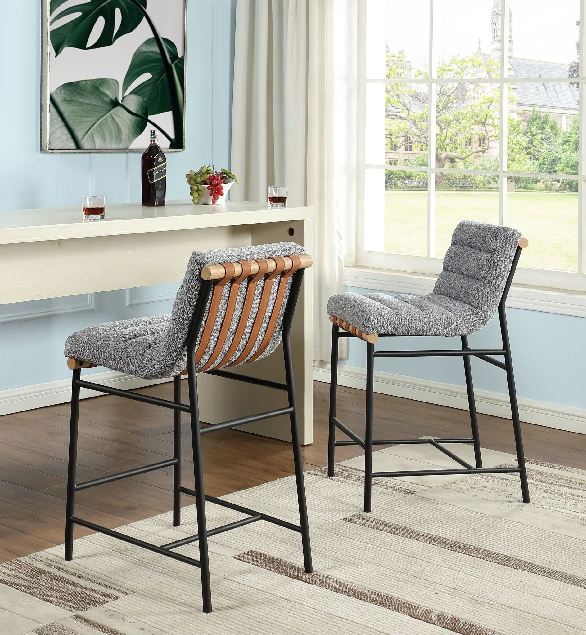 Lahni - 17" Boucle Fabric Counter Height Chair by Unique Piece Furniture