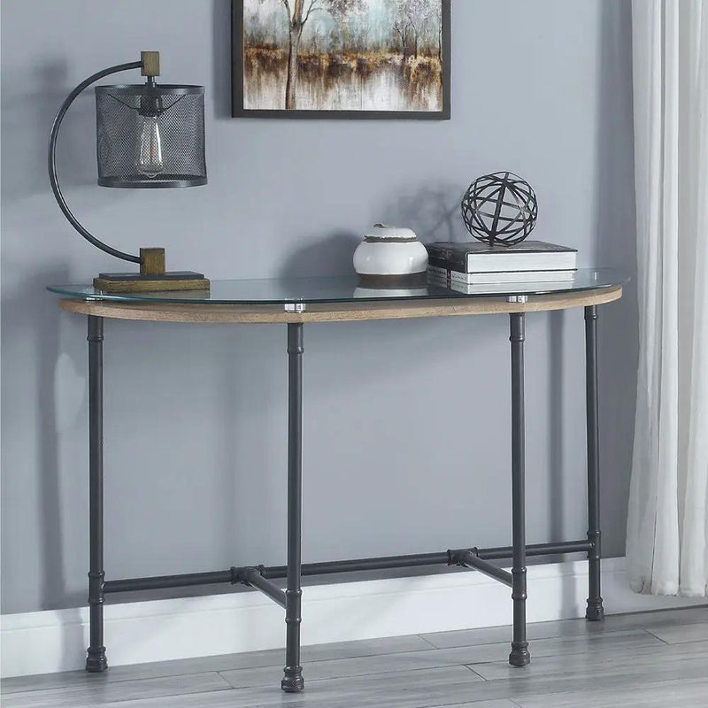 Brantley - Sofa Table - Clear Glass & Sandy Gray by Unique Piece Furniture