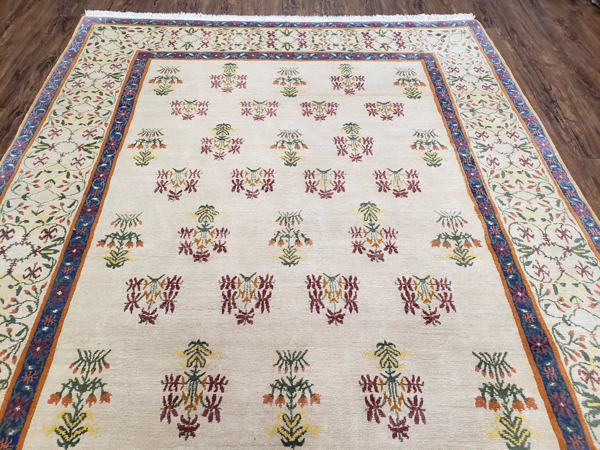 Tufenkian Rug 5.9 x 8.6, Tibetan Nepalese Rug, Hand Knotted, Soft Shiny Wool, Repeated Motifs, Contemporary Modern, Area Rug 6x9, Vintage by Jewel Rugs