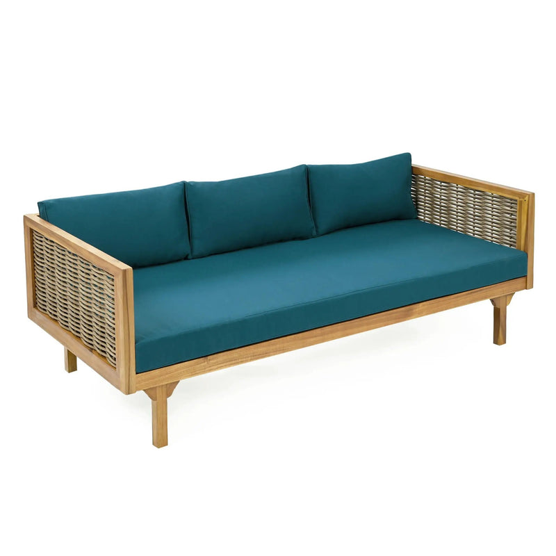 Claremont 3 Seater Daybed Teak Acacia Wood Water Resistant Cushions by HouseOfZazla