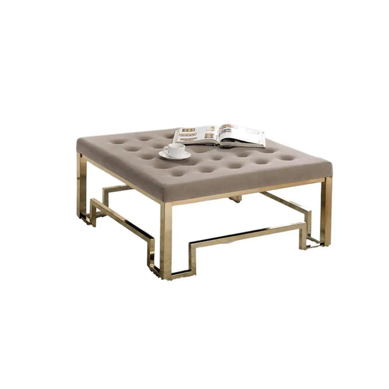 Damien - Cocktail Ottoman - Beige Fabric & Champagne by Unique Piece Furniture