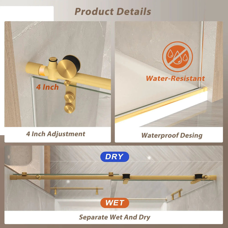 56-60" x 76" Frameless Sliding Shower Door by HouseOfZazla
