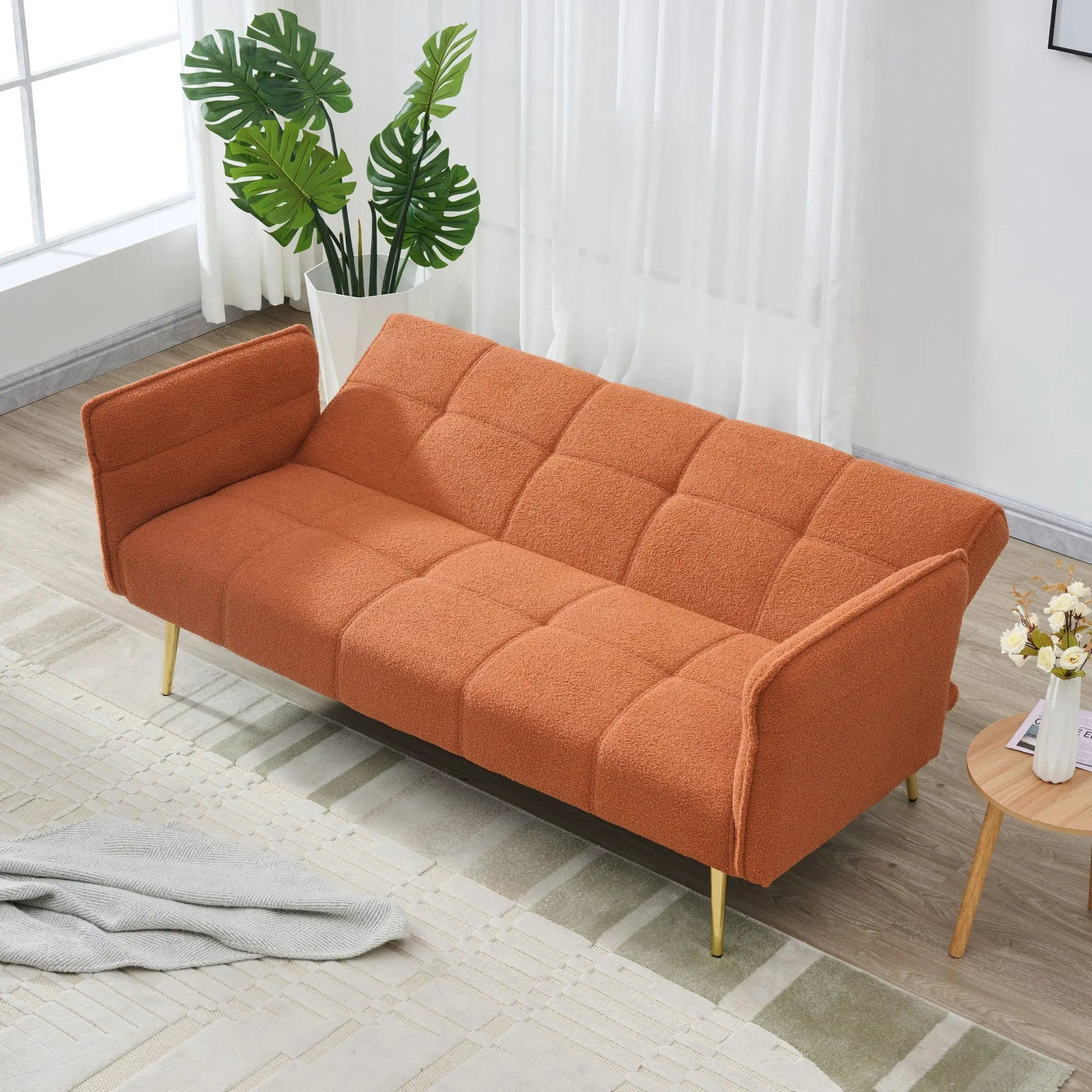 Convertible Double Futon Sofa Bed With Folding Armrests For Living Rooms by HouseOfZazla