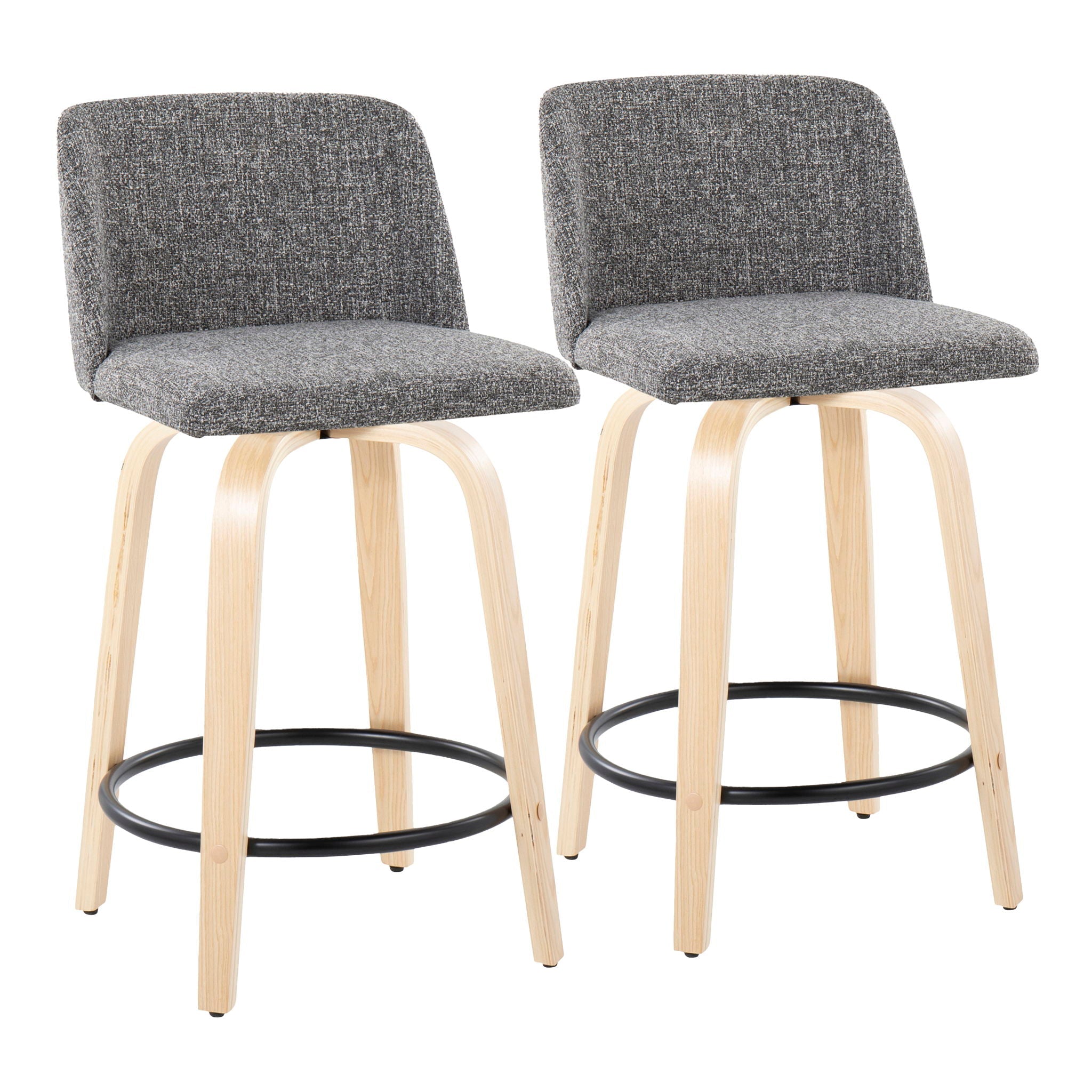 Toriano - Contemporary, Fixed Height Counter Stool With Swivel And Round Footrest (Set of 2) by HouseOfZazla