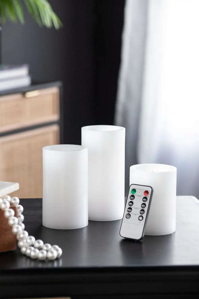 LED Candles With Remote Timer (Set of 3) - White by HouseOfZazla