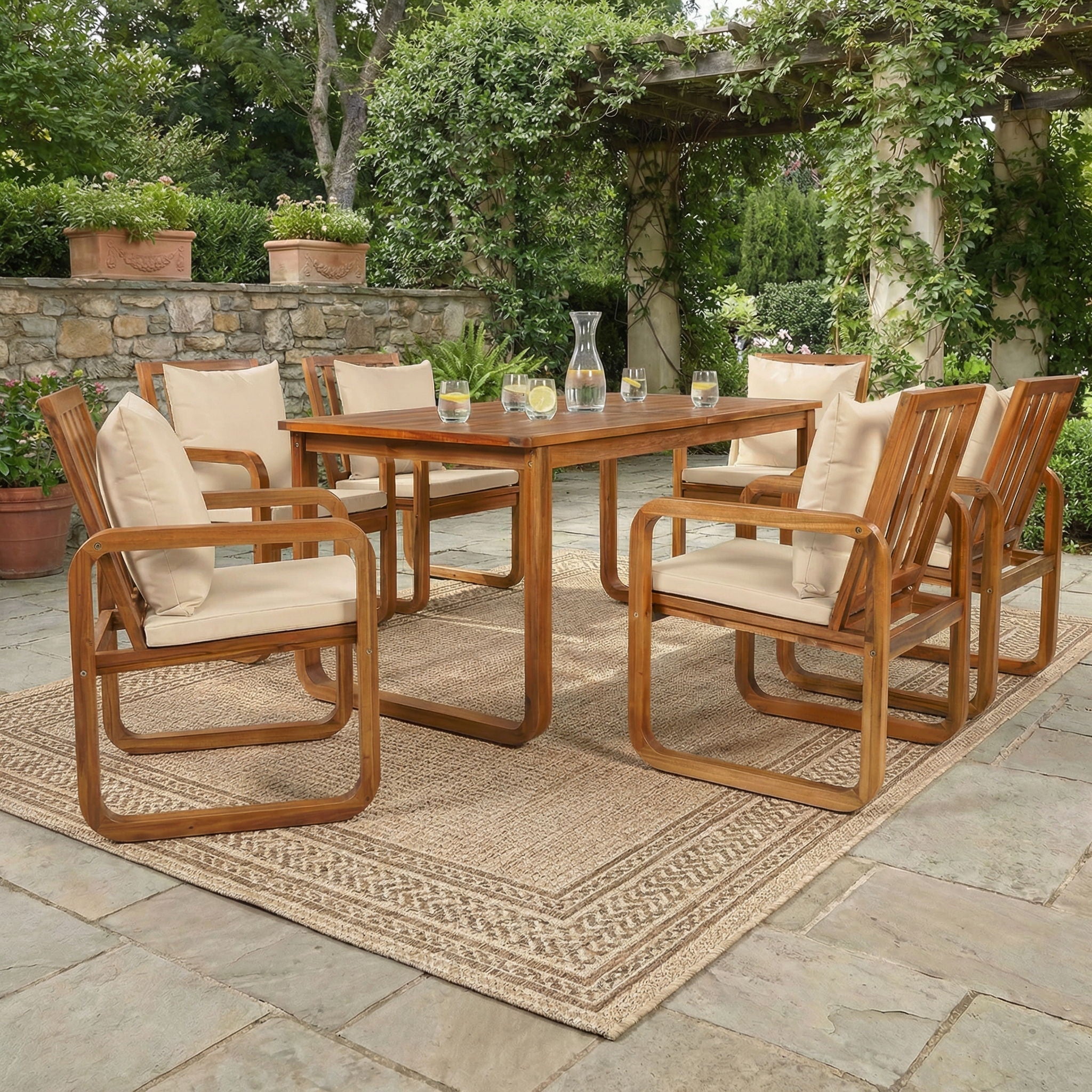 7 Piece Outdoor Patio Dining Set With Removable Cushions by HouseOfZazla