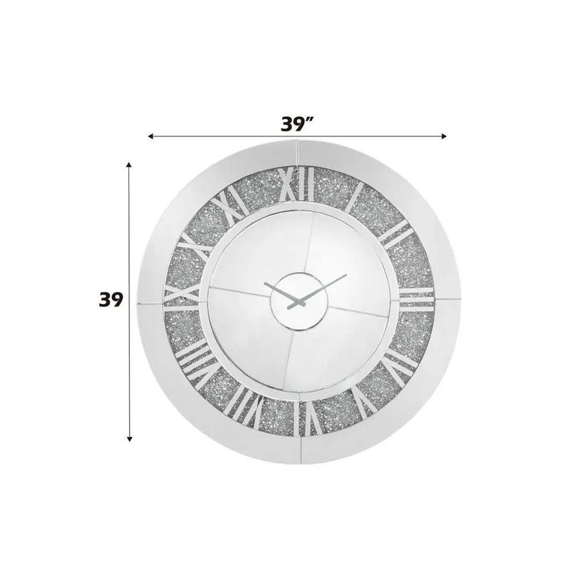 Noralie - 39" Wall Clock - Mirrored & Faux Diamonds by Unique Piece Furniture