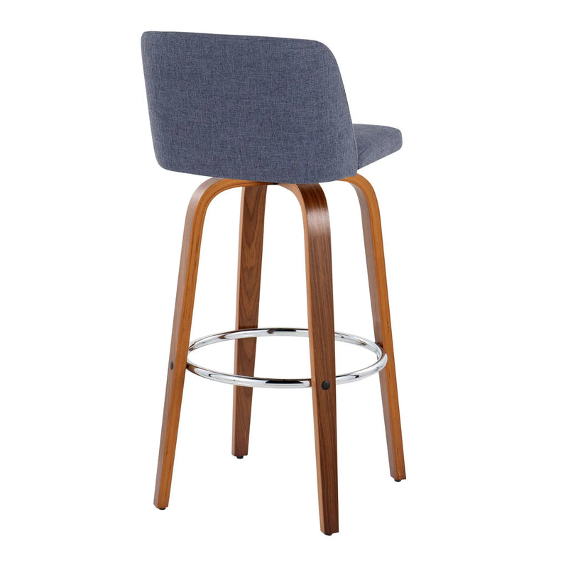 Toriano - Mid Century Modern Fixed Height, Barstool With Swivel With Round Footrest (Set of 2) by HouseOfZazla