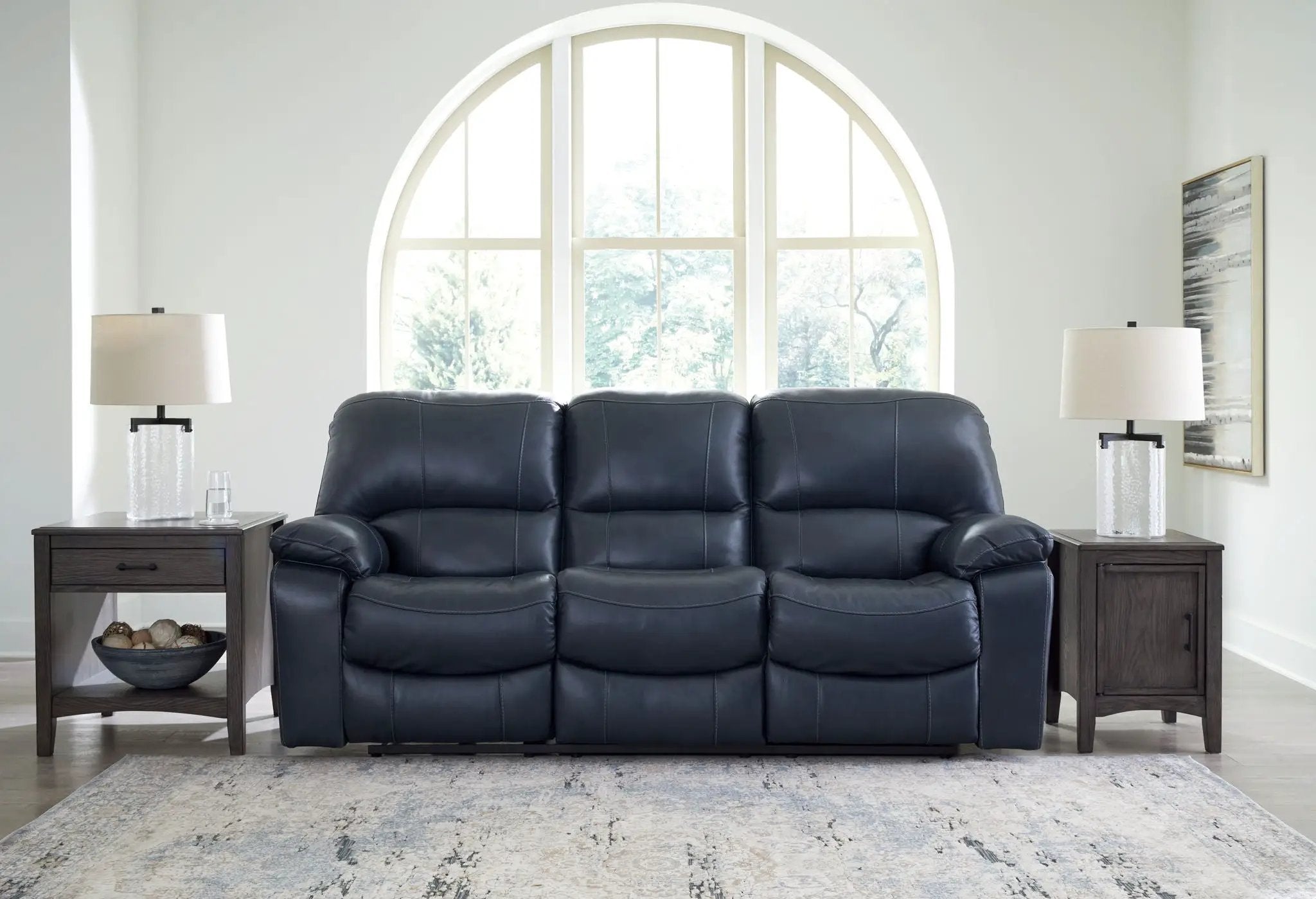 Leesworth - 3 Pc. - Power Reclining Sofa, Power Reclining Loveseat, Power Rocker Recliner - Ocean by Unique Piece Furniture