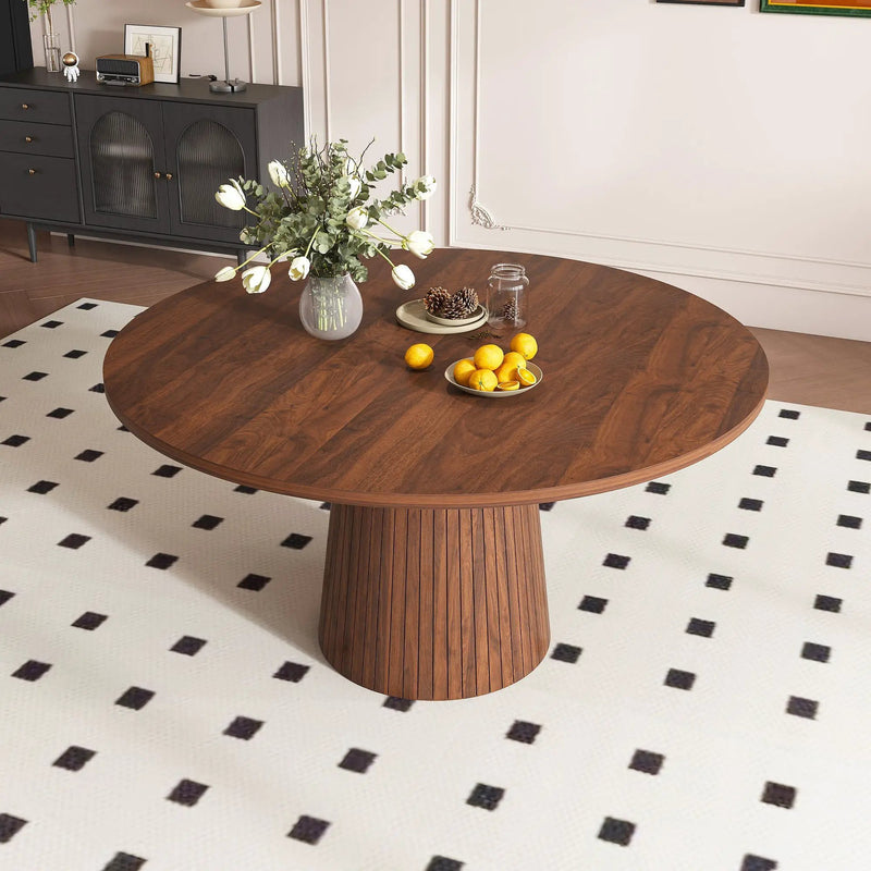 47 Inch Round MDF Dining Table for 4, Modern Farmhouse Style by HouseOfZazla