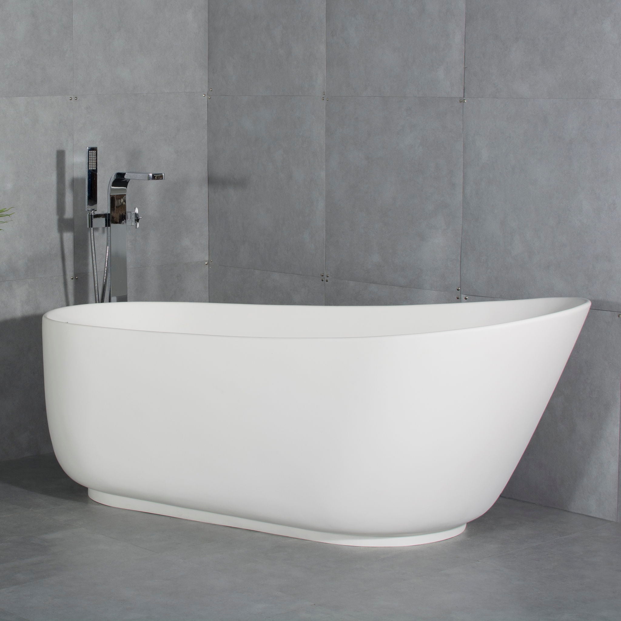 Solid Surface Stone Resin Oval Shape Soaking Bathtub With Overflow For The Bathroom - Matte White by HouseOfZazla