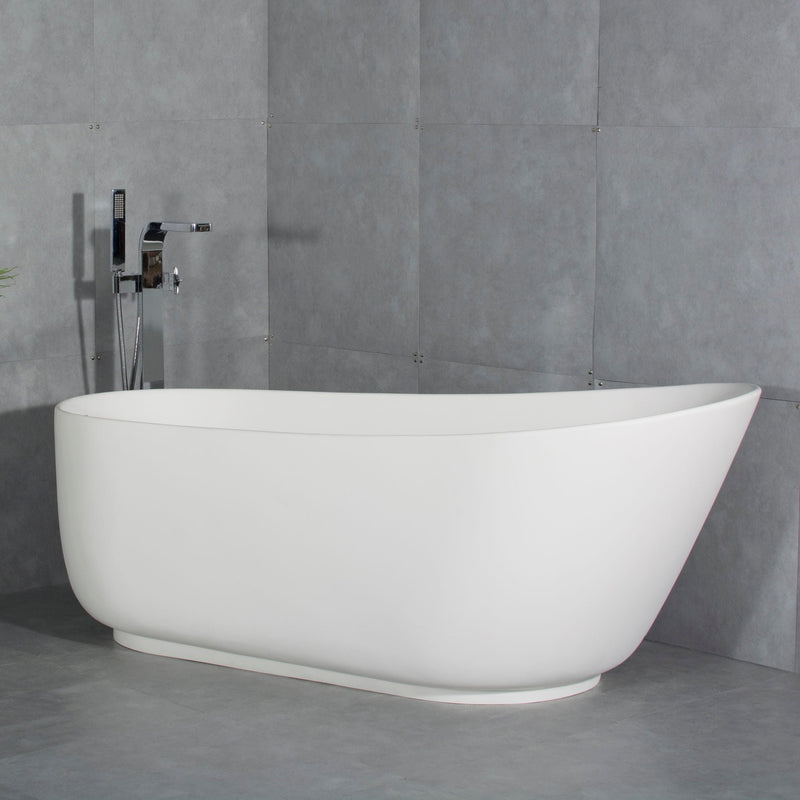 Solid Surface Stone Resin Oval Shape Soaking Bathtub With Overflow For The Bathroom - Matte White by HouseOfZazla