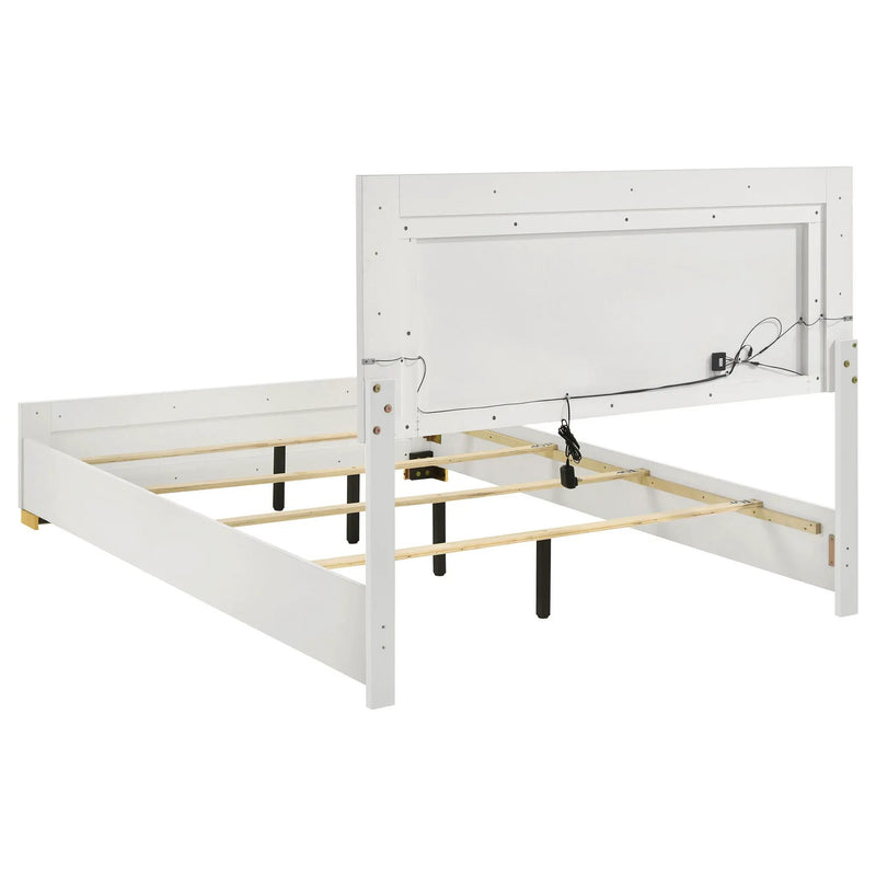 Marceline Wood Queen LED Panel Bed White by Unique Piece Furniture