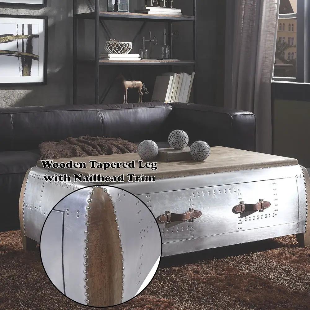 Brancaster - Coffee Table - Antique Oak & Aluminum by Unique Piece Furniture