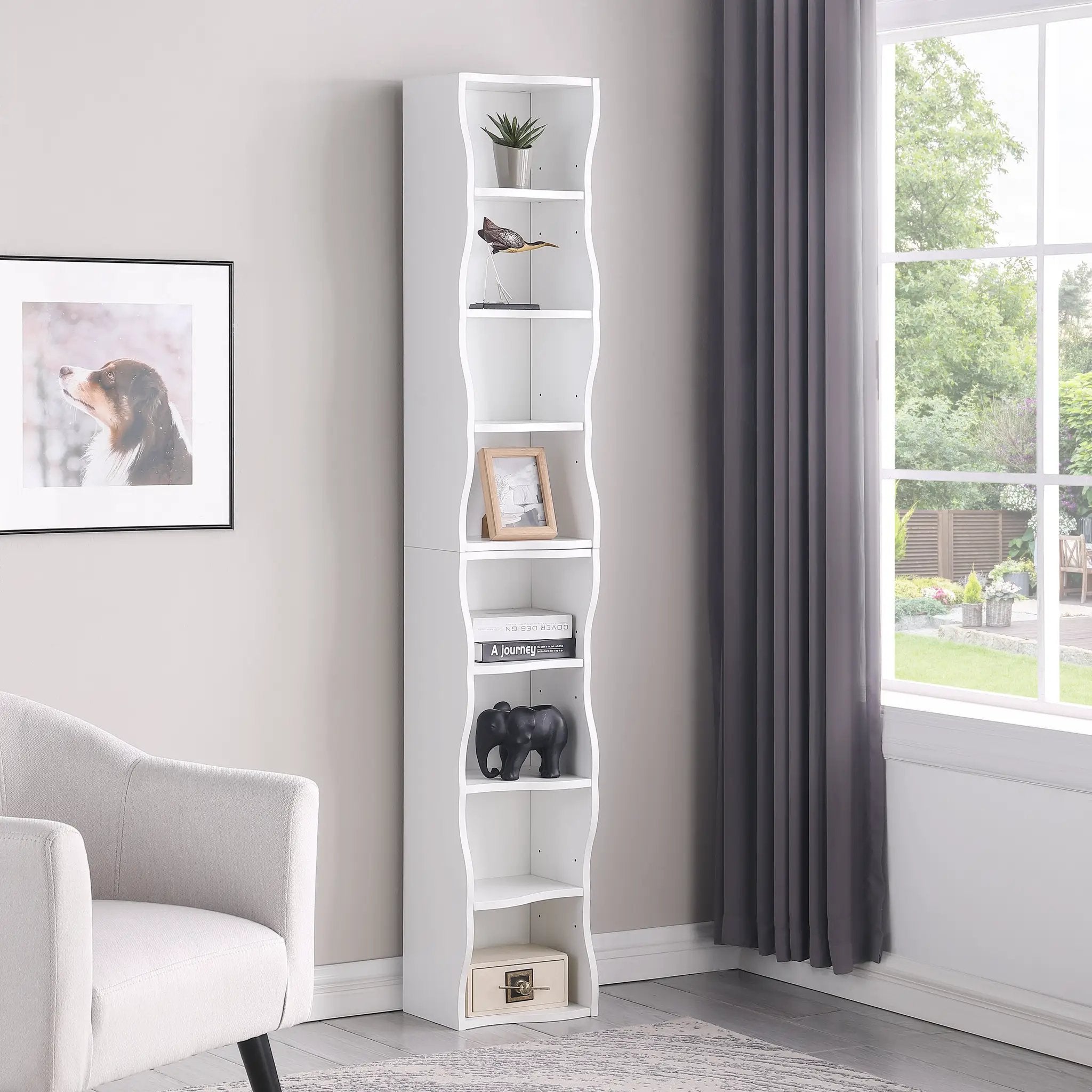 8-Layer Adjustable Shelf Ultra-Thin Bookshelf by HouseOfZazla